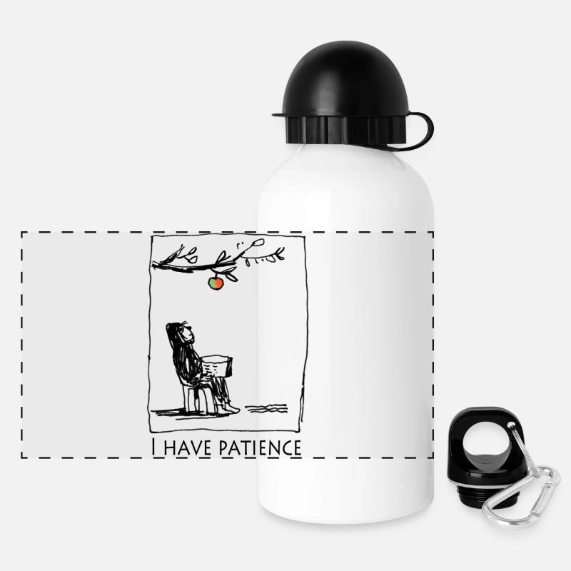 Lecture patiente sur la branche fruitière - Gourde panoramique avec couvercle 500 ml - blanc