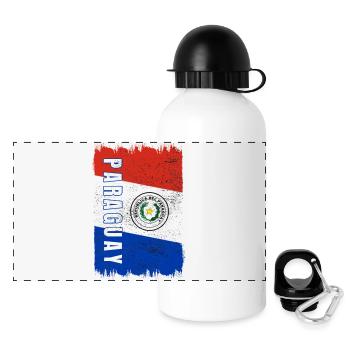Paraguay Flagge - Panorama Trinkflasche mit Deckel 500 ml - Weiß - Vorne