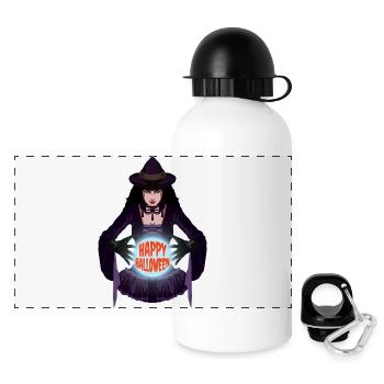 Gruselige Hexe Kristallkugel Happy Halloween Kostüm - Panorama Trinkflasche mit Deckel 500 ml - Weiß - Vorne