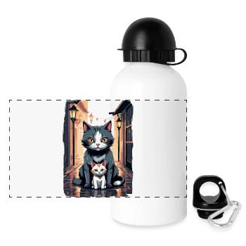 Chats mignons - Gourde panoramique avec couvercle 500 ml - blanc - Devant