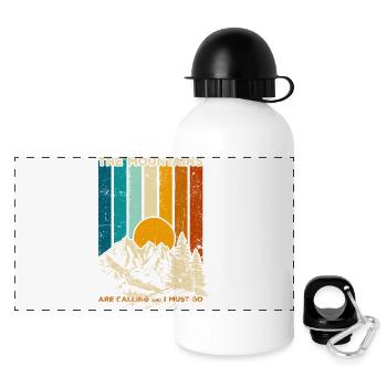Montagnes appelant Retro Sunset - Gourde panoramique avec couvercle 500 ml - blanc - Devant