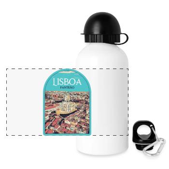 Pantheon District of Lisbon, Portugal - Panoramic Thermal Bottle with Lid 500 ml - white - Front