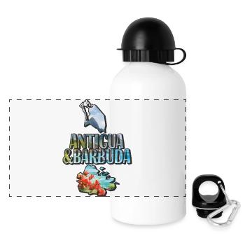 Aquarell Landkarte Antigua und Barbuda - Panorama Trinkflasche mit Deckel 500 ml - Weiß - Vorne
