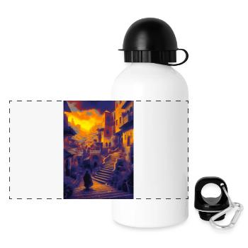 Marokko Dorf - Panorama Trinkflasche mit Deckel 500 ml - Weiß - Vorne
