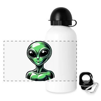 Alien Comic - Panorama Trinkflasche mit Deckel 500 ml - Weiß - Vorne
