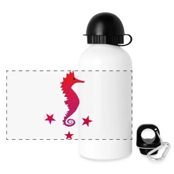 red seahorse with star pink seahorse - Panoramic Thermal Bottle with Lid 500 ml - white - Front