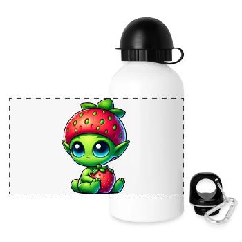 Bizarre Alien fraise chapeau dessin animé fruit - Gourde panoramique avec couvercle 500 ml - blanc - Devant