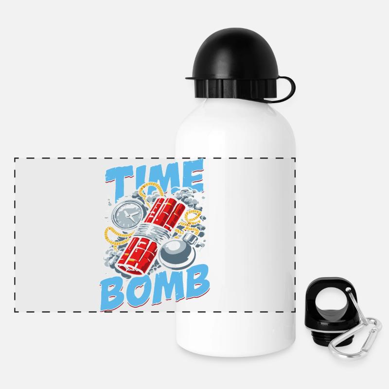 Time Bomb – Explosive Streetwear Design - Panoramic Thermal Bottle with Lid 500 ml - white