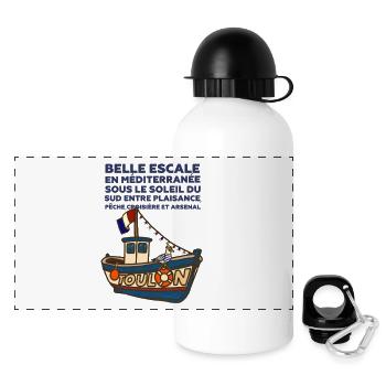 Toulon fishing boat and gabian provence - Panoramic Thermal Bottle with Lid 500 ml - white - Front