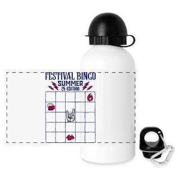 Festival Bingo Été '25 - Gourde panoramique avec couvercle 500 ml - blanc - Devant