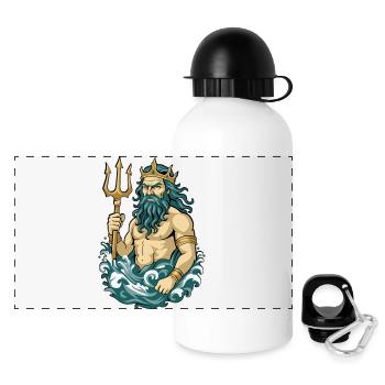 Poseidon - Panorama Trinkflasche mit Deckel 500 ml - Weiß - Vorne