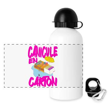 Canicule en Carton , été méditerranéen - Gourde panoramique avec couvercle 500 ml - blanc - Devant