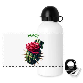Peace War Pink Pomegranate Message Pacifist T-shirt - Panoramic Thermal Bottle with Lid 500 ml - white - Front