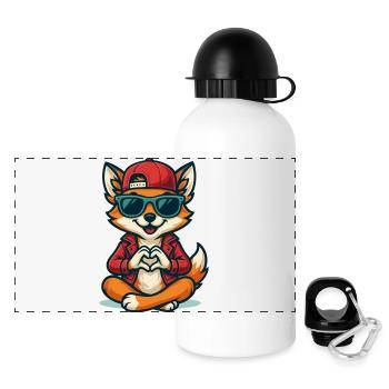Foxy Love Vibes - Panorama Trinkflasche mit Deckel 500 ml - Weiß - Vorne