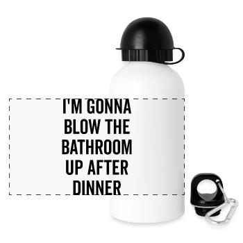 Ich werde das Badezimmer nach dem Abendessen in die Luft sprengen - Panorama Trinkflasche mit Deckel 500 ml - Weiß - Vorne