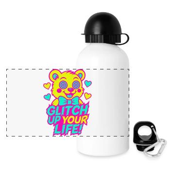Glitch Up your Life! Motif 2 - Gourde panoramique avec couvercle 500 ml - blanc - Devant