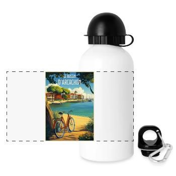 Reflexion der Bucht von Arcachon im Sommer - Panorama Trinkflasche mit Deckel 500 ml - Weiß - Vorne