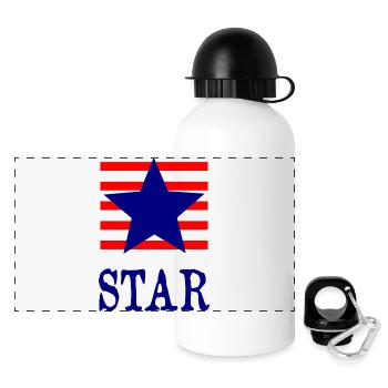 Patriotic Star with Red White Blue Stripes - Panoramic Thermal Bottle with Lid 500 ml - white - Front
