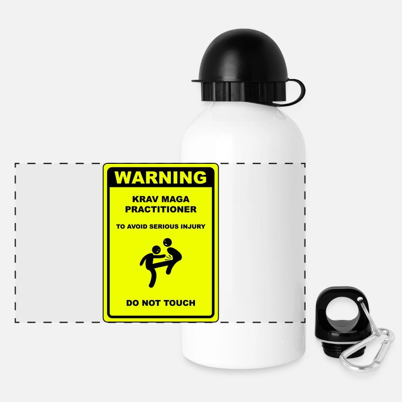 Warning! Krav Maga practitioner! - Panoramic Thermal Bottle with Lid 500 ml - white