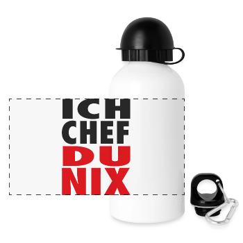 Humorvoller Kochchef Schriftzug - Panorama Trinkflasche mit Deckel 500 ml - Weiß - Vorne