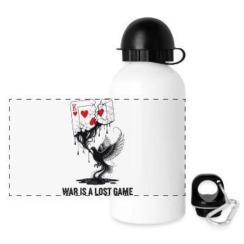 War Is A Lost Game Anti-War Statement - Panoramic Thermal Bottle with Lid 500 ml - white - Front