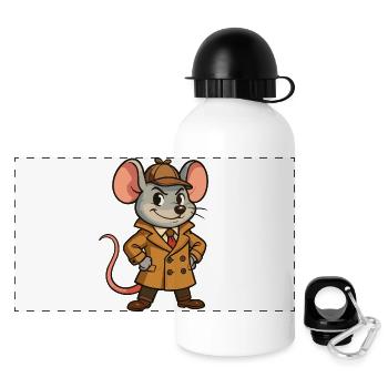 Détective souris dessin animé illustration - Gourde panoramique avec couvercle 500 ml - blanc - Devant