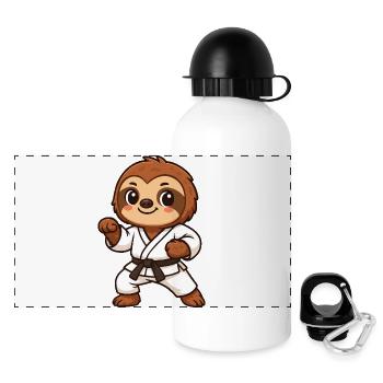 Mignon paresseux Karaté Dessin animé Arts Martiaux Enfants - Gourde panoramique avec couvercle 500 ml - blanc - Devant
