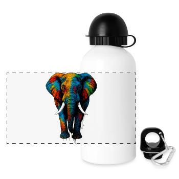 Colorful Elephant Rainbow - Panoramic Thermal Bottle with Lid 500 ml - white - Front