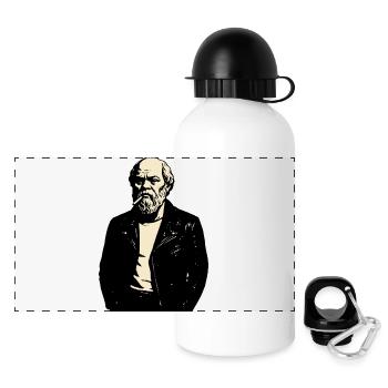 Socrates as rebellious punk rocker - Panoramic Thermal Bottle with Lid 500 ml - white - Front