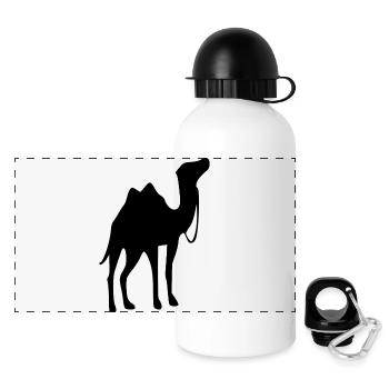 Kamel T-shirt Geschenk - Panorama Trinkflasche mit Deckel 500 ml - Weiß - Vorne