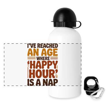 Happy Hour ist ein Nickerchen, lustiger Alterungshumor - Panorama Trinkflasche mit Deckel 500 ml - Weiß - Vorne