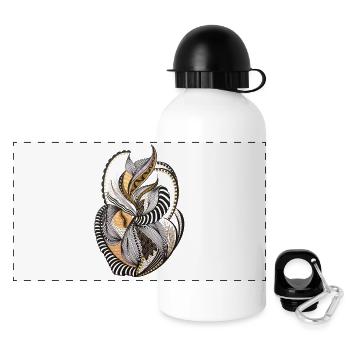 Organisches Blattmuster in Gold und Schwarz - Panorama Trinkflasche mit Deckel 500 ml - Weiß - Vorne