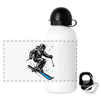 Skifahren | Skifahrer | Berg - Panorama Trinkflasche mit Deckel 500 ml - Weiß - Vorne
