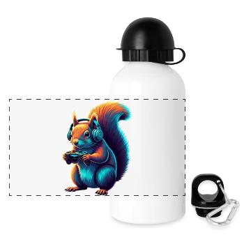 Eichhörnchen Gaming Tier Videospiele Lustiges - Panorama Trinkflasche mit Deckel 500 ml - Weiß - Vorne