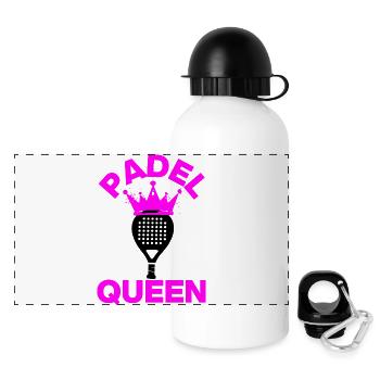 Padel Koningin – Hofdame! Sla hem roze - Panoramische thermosfles met dop 500 ml - wit - Voor