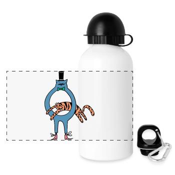 Tiger_Jump - Panorama Trinkflasche mit Deckel 500 ml - Weiß - Vorne