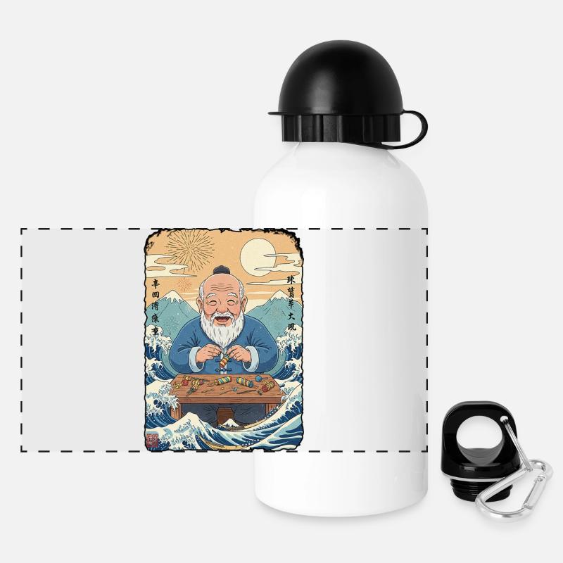 Pyro Kawaii Fireworks - Panoramic Thermal Bottle with Lid 500 ml - white