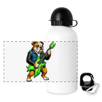 Bulldog Rocker with Neon Guitar - Panoramic Thermal Bottle with Lid 500 ml - white - Front