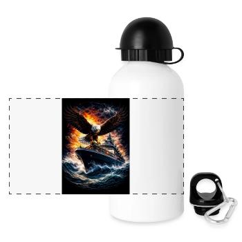 Eagle on ship in storm - Panoramic Thermal Bottle with Lid 500 ml - white - Front