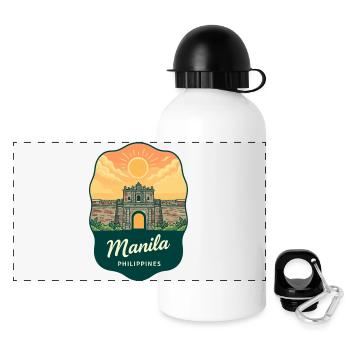 Manila Intramuros Retro Sunset Travel Badge - Panoramic Thermal Bottle with Lid 500 ml - white - Front