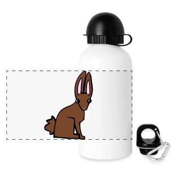 Brauner Hase - Panorama Trinkflasche mit Deckel 500 ml - Weiß - Vorne
