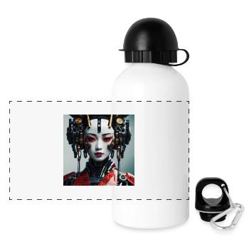 Stimpson - I`m AI Cover - Panorama Trinkflasche mit Deckel 500 ml - Weiß - Vorne