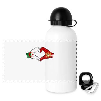 Algerien Montenegro Flagge Hände Herzform used - Panorama Trinkflasche mit Deckel 500 ml - Weiß - Vorne