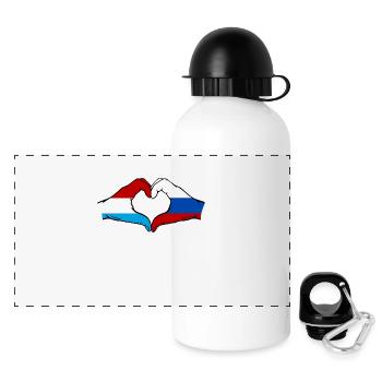 Luxembourg Russia Flag Hands Heart Shape - Panoramic Thermal Bottle with Lid 500 ml - white - Front