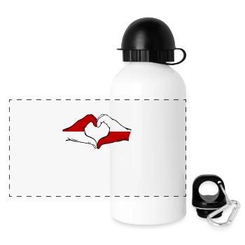 Drapeau de Monaco Pologne main coeur - Gourde panoramique avec couvercle 500 ml - blanc - Devant