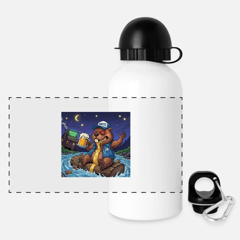 Biber Nachtbier Abenteuer - Panorama Trinkflasche mit Deckel 500 ml - Weiß