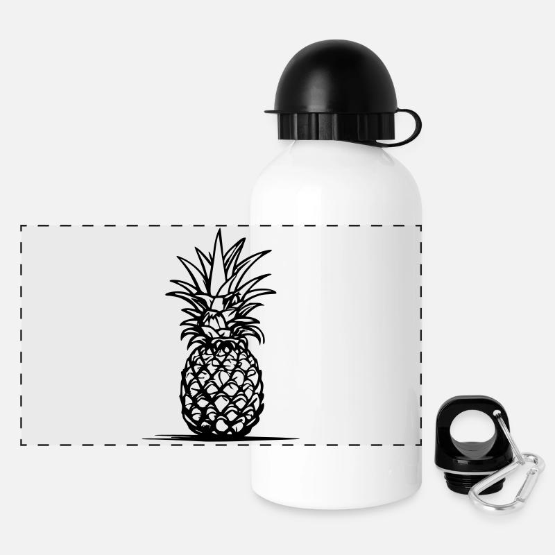 Pineapple Outline – Minimalist Fruit Design - Panoramic Thermal Bottle with Lid 500 ml - white