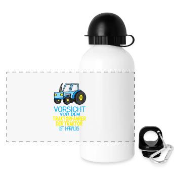 Trecker Traktorfahrer Geschenk - Panorama Trinkflasche mit Deckel 500 ml - Weiß - Vorne