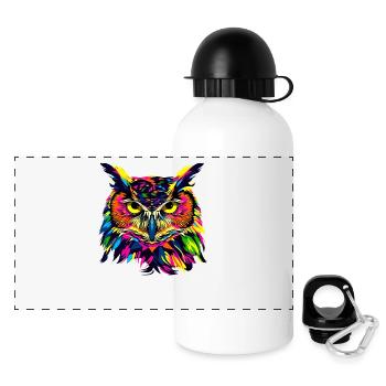 Owl Colorful Rainbow Colors Pop Art Owl Eagle Owl Owls - Panoramic Thermal Bottle with Lid 500 ml - white - Front