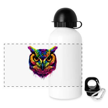 Owl Colorful Rainbow Colors Pop Art Owl Eagle Owl Owls - Panoramic Thermal Bottle with Lid 500 ml - white - Front